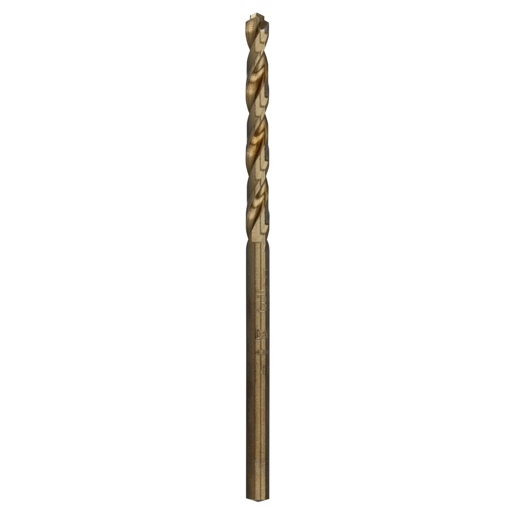A single DEWALT cobalt drill bit with a straight shank and twisted flutes, shown vertically against a white background.