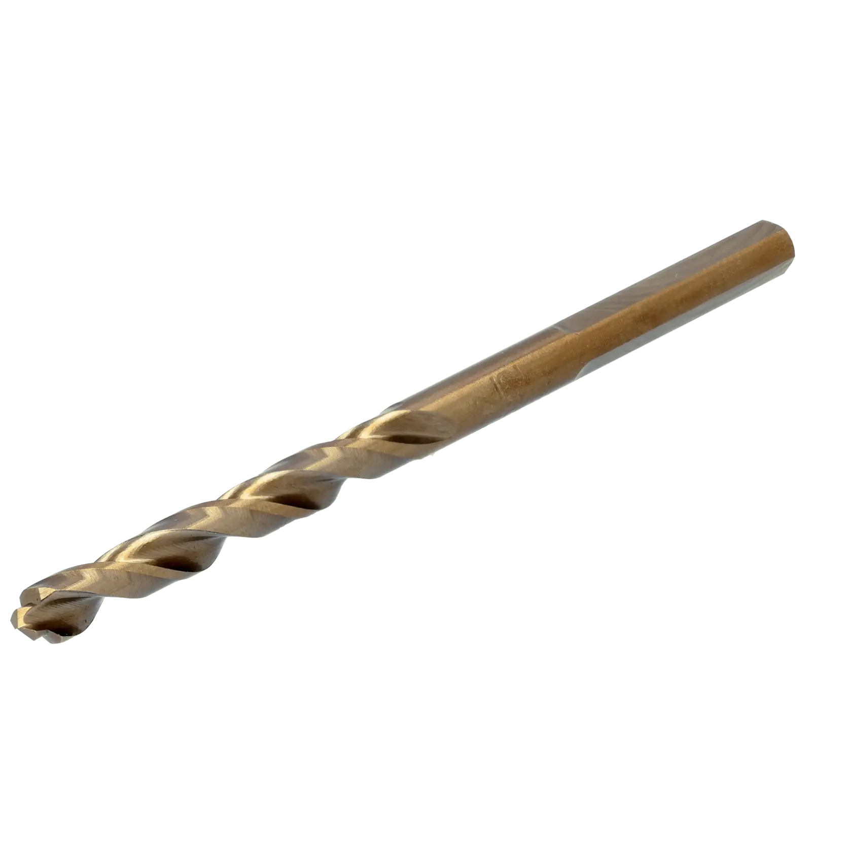 A single metal drill bit with a spiral flute design, shown against a white background.