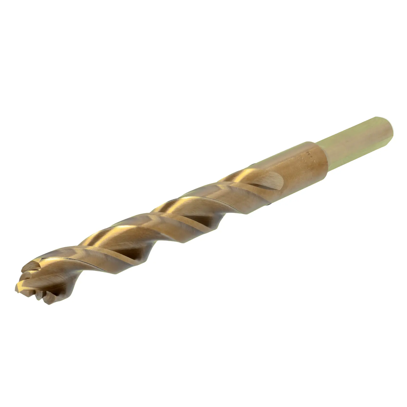 A close-up image of a DEWALT metal drill bit with a spiral flute design, suitable for precision drilling.