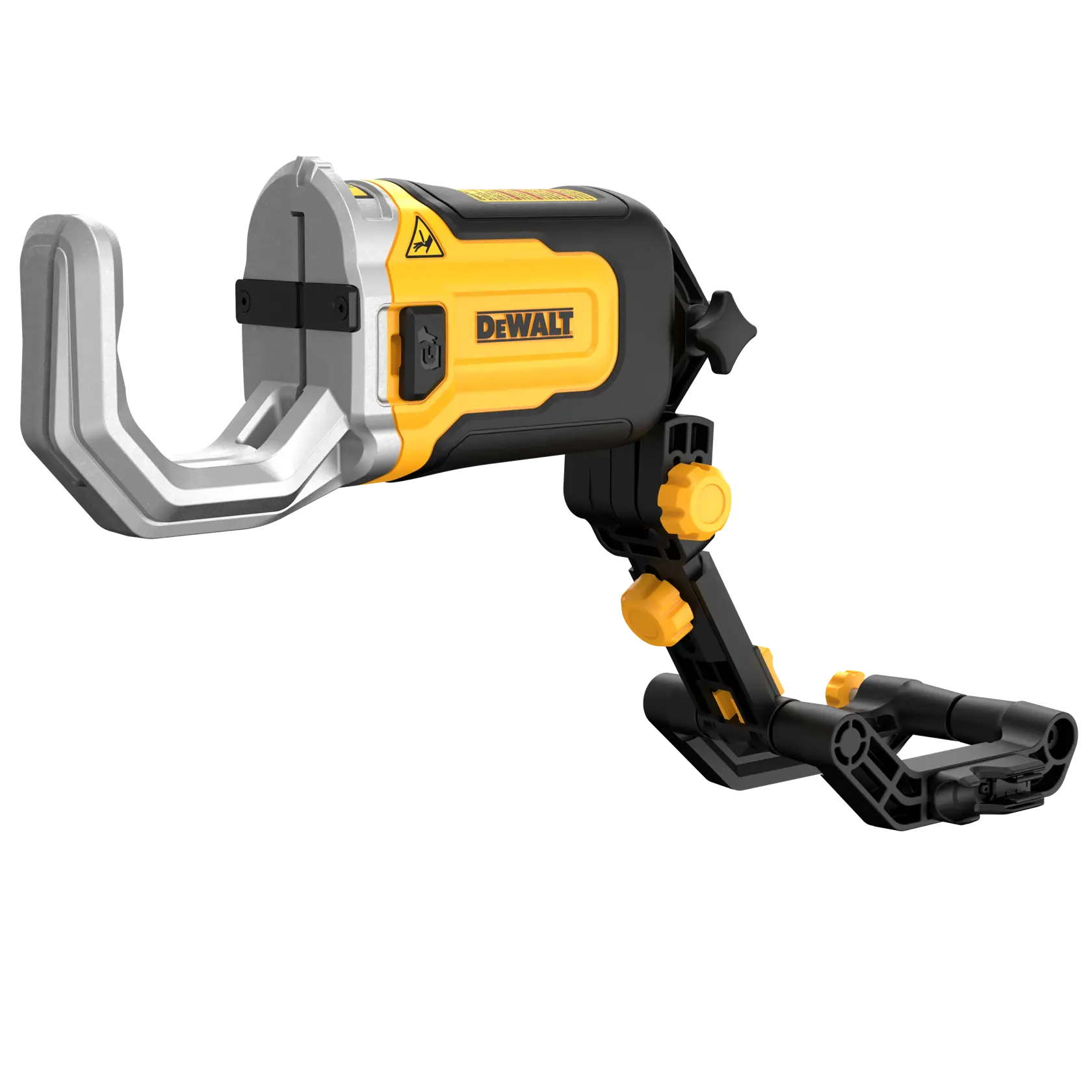 DEWALT DWAPVCIR photography tool with adjustable arm and clamp, black and yellow, on white background.
