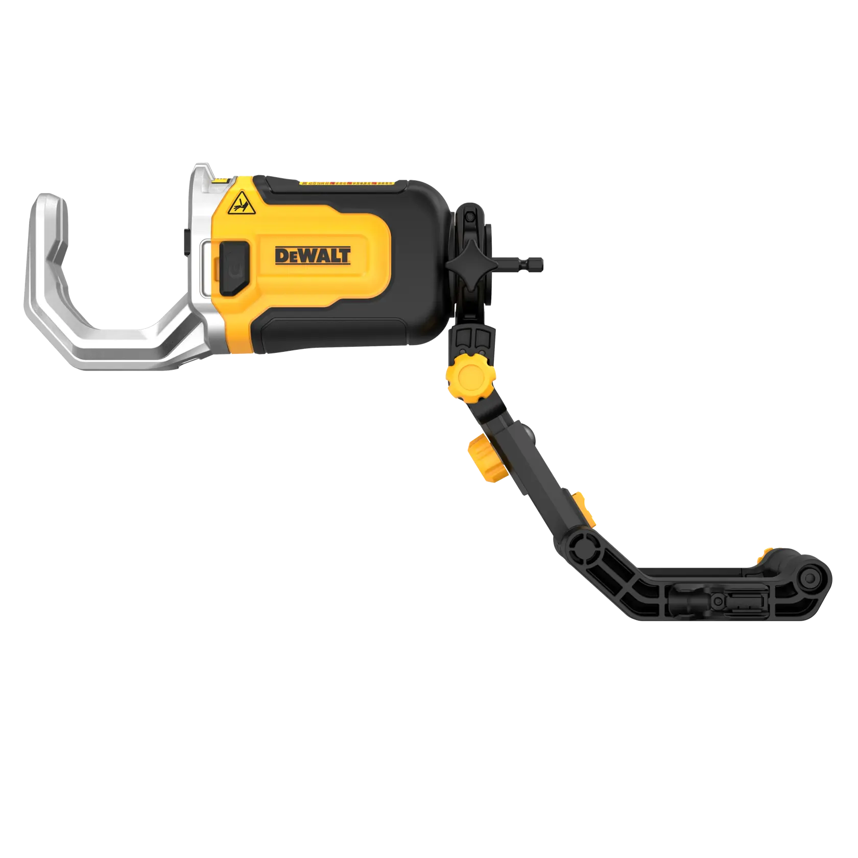 DEWALT PVC pipe cutting tool with adjustable black and yellow handle, side profile.