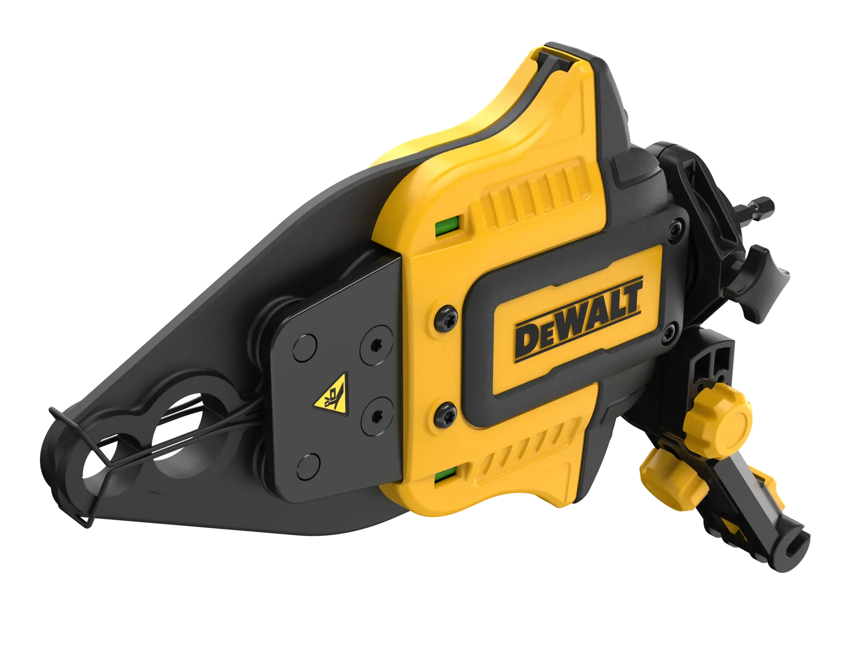 DEWALT yellow and black tool, DWAPXCIR model, used for photography, shown against a white background.
