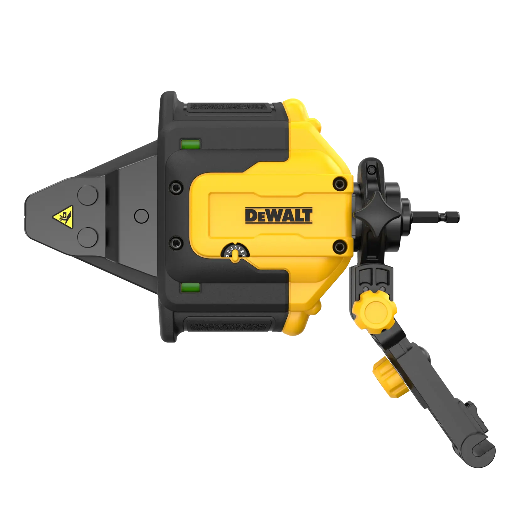 DEWALT yellow and black tool attachment with adjustable arm, shown against a white background.