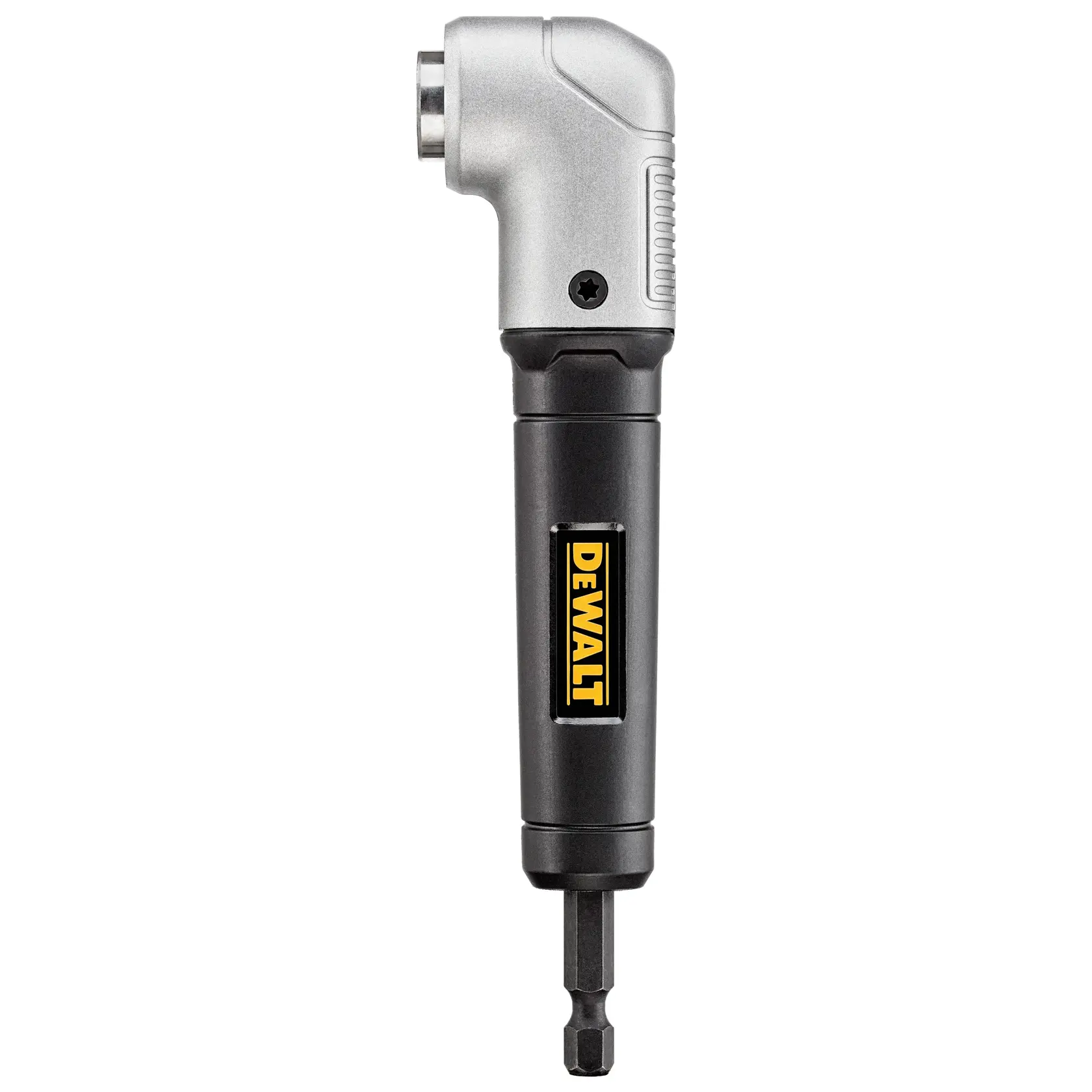 DEWALT right angle tool, SKUs DWARA120, DWARA120-F, black and silver handle, photography category.