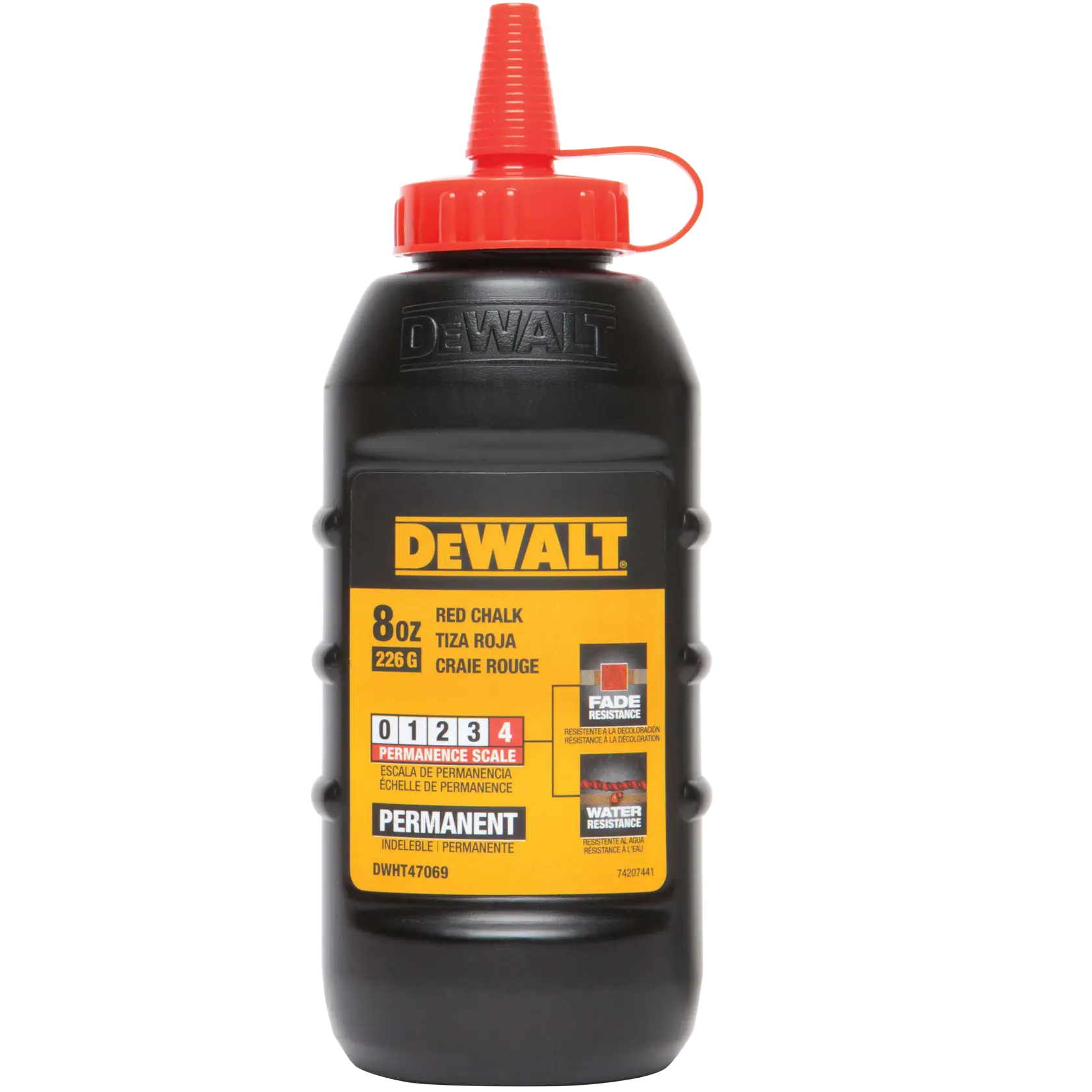 Profile of 8 ounces Chalk Red Permanent.