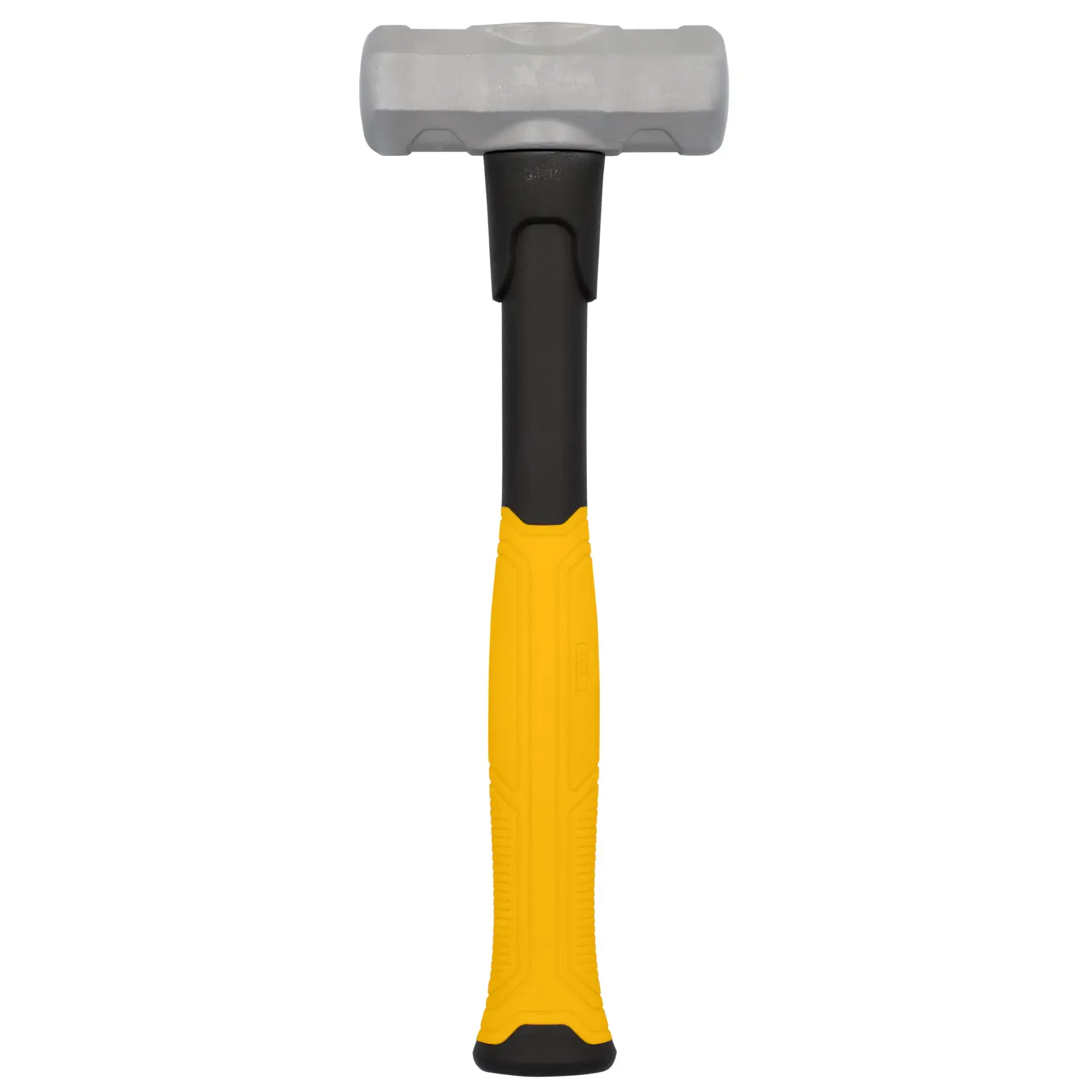 A DEWALT sledgehammer with a gray metal head and a yellow and black ergonomic handle, shown against a white background.