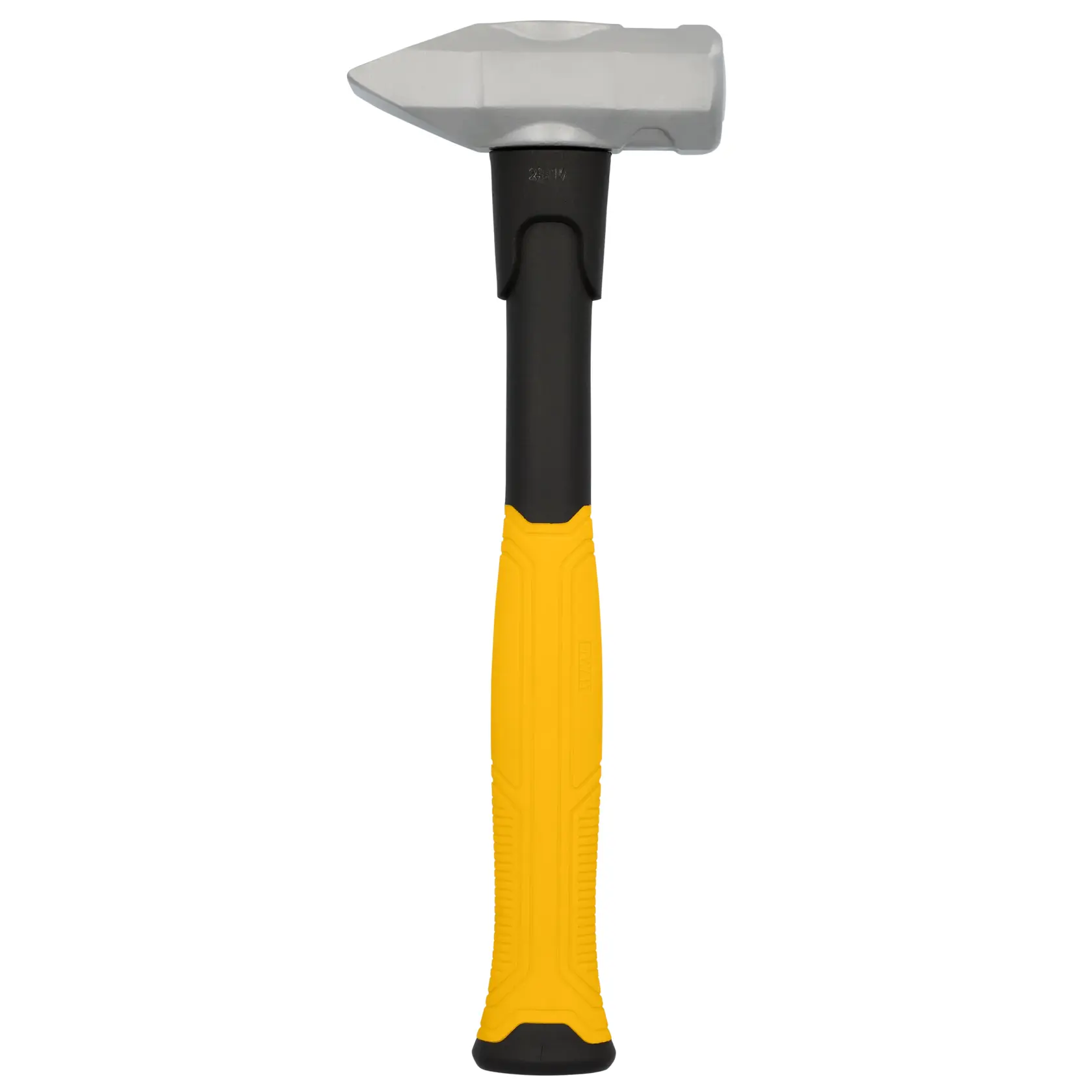 A DEWALT sledge hammer with a silver metal head and a black and yellow handle, shown on a white background.