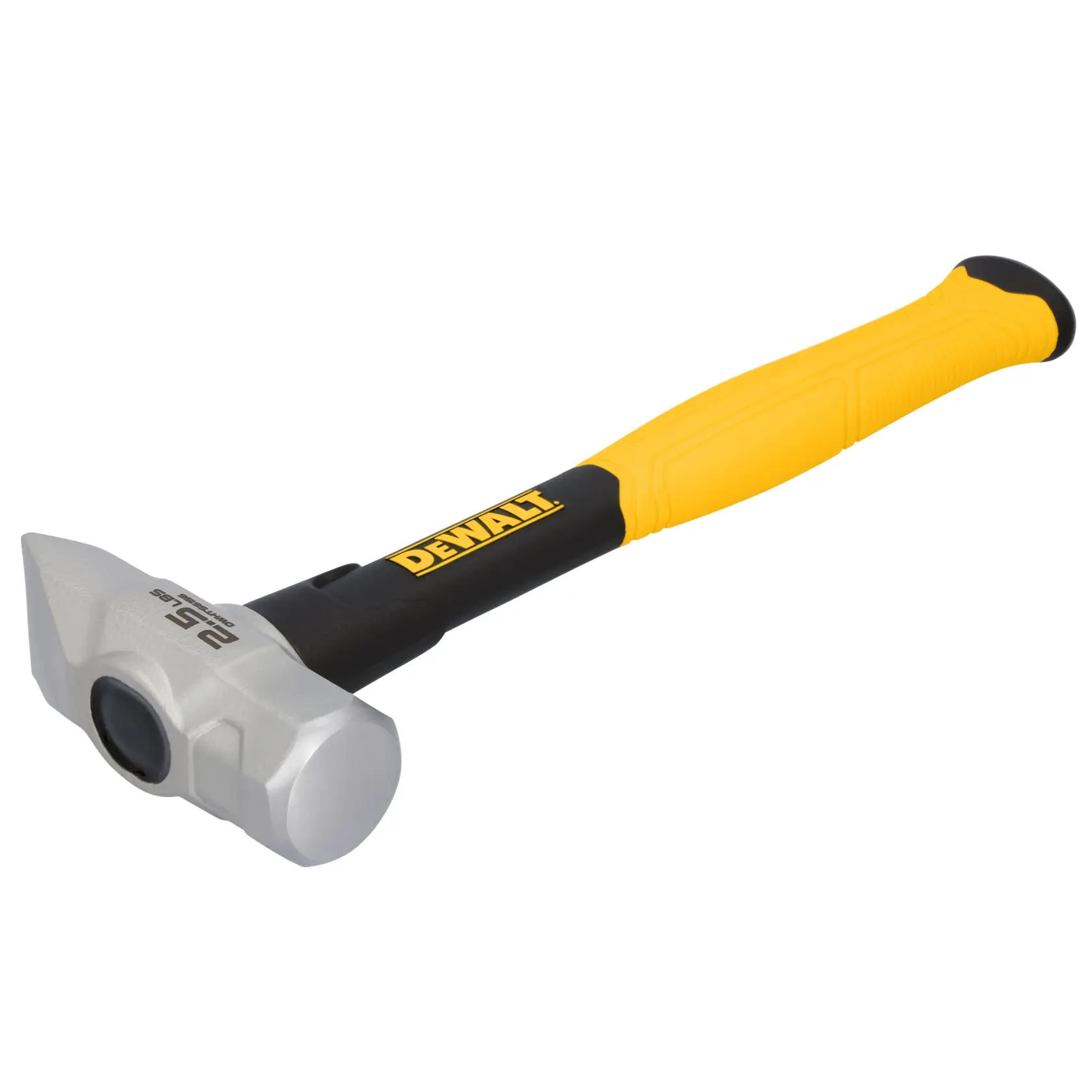A DEWALT sledge hammer with a yellow and black handle and a silver metal head, shown on a white background.