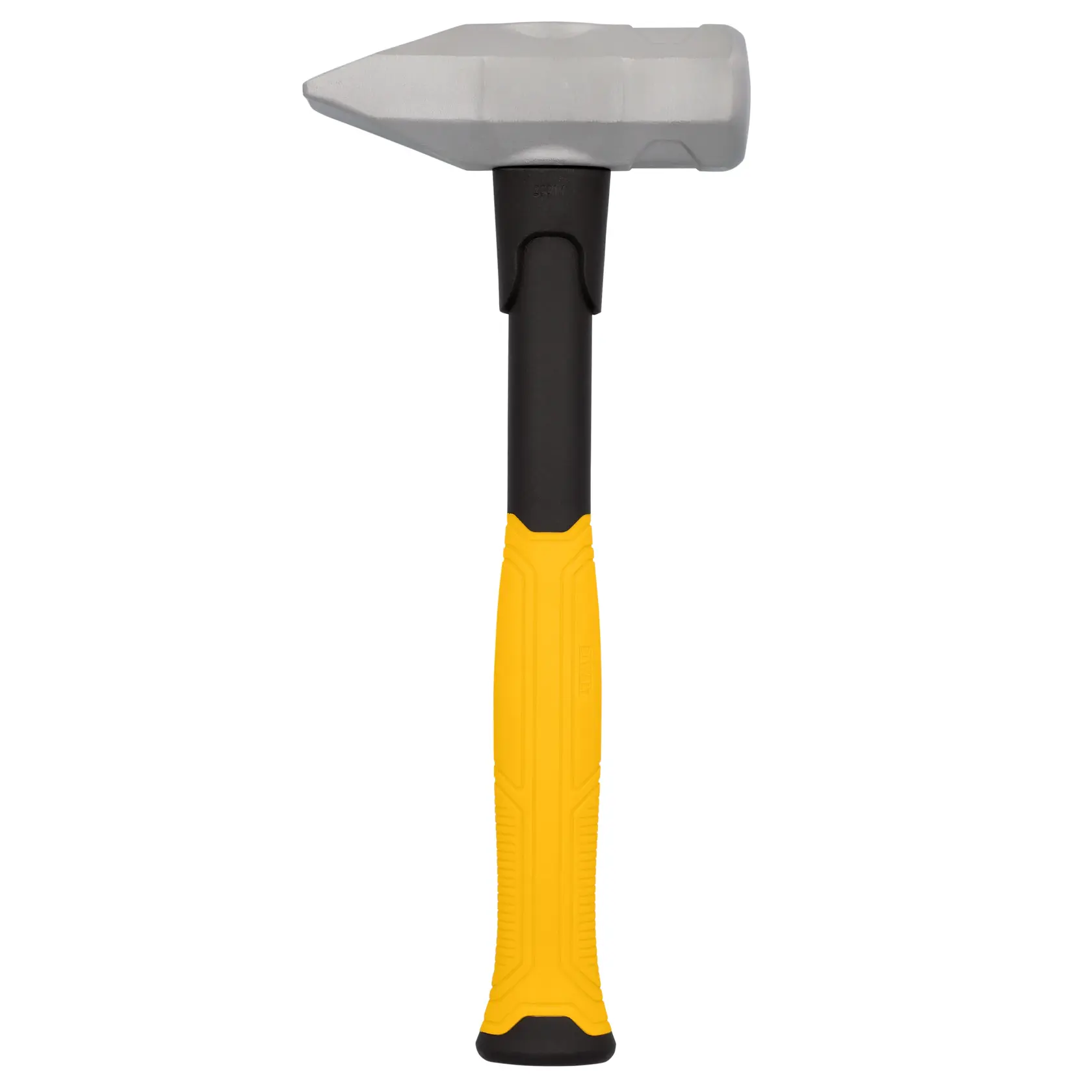 A DEWALT sledgehammer with a yellow and black handle and a grey head, shown upright against a white background.
