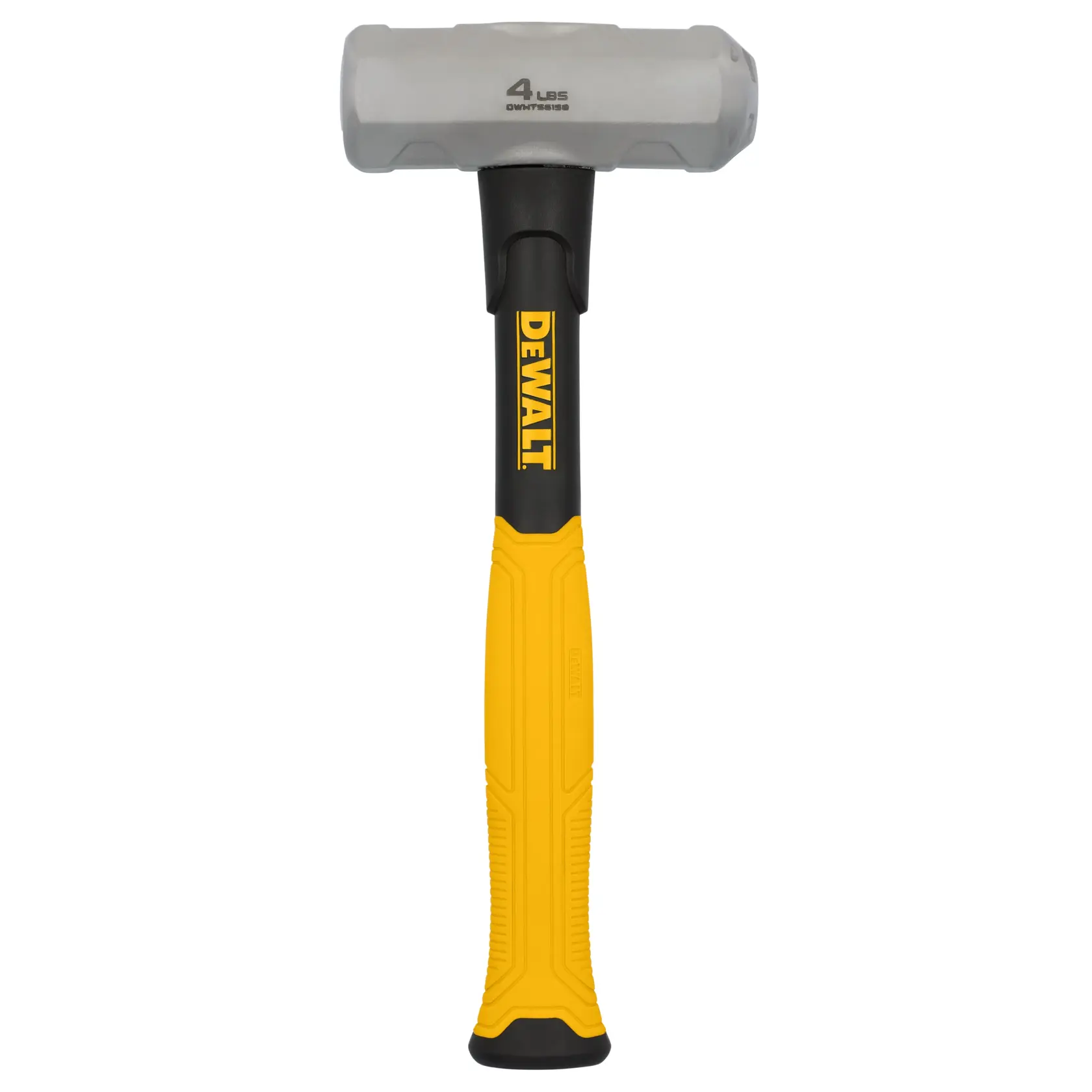 A DEWALT 4-pound sledge hammer with a yellow and black handle, shown against a white background.
