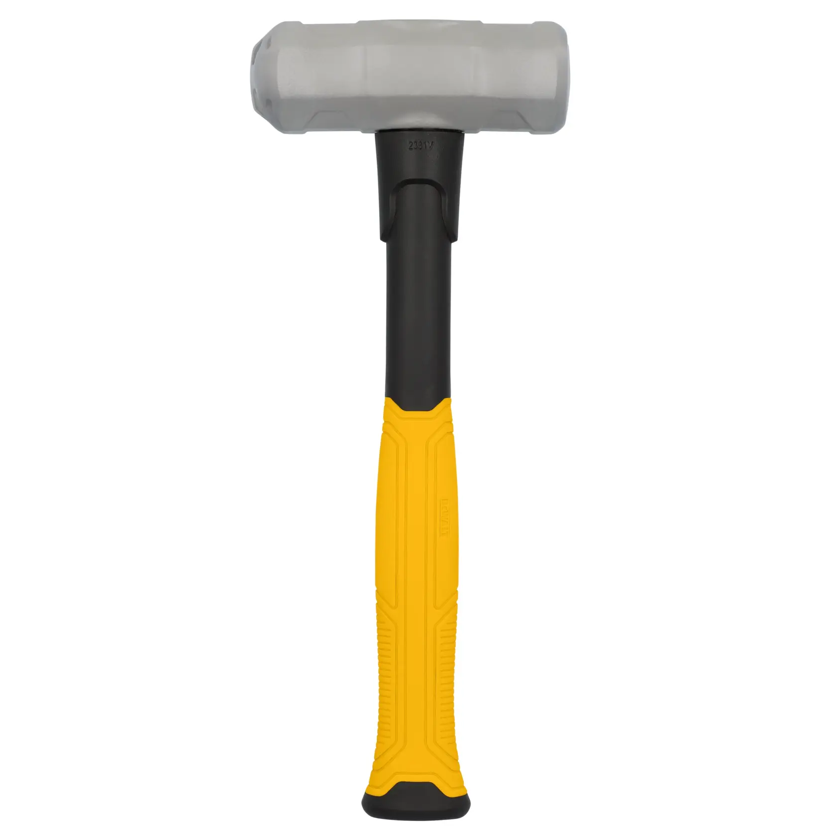 A DEWALT sledgehammer with a gray head and a black and yellow handle, shown against a white background.