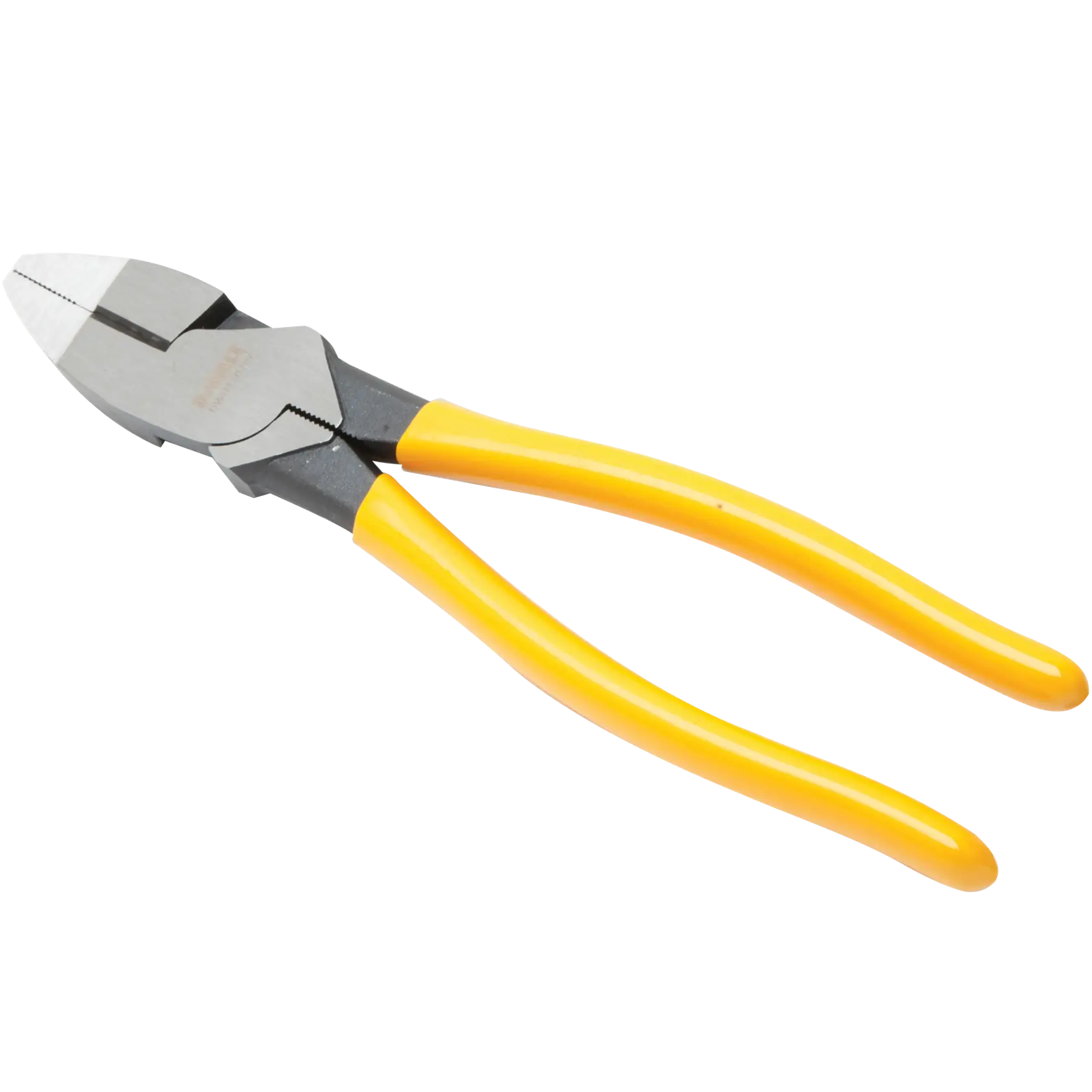 A pair of DEWALT diagonal cutting pliers with yellow handles, used for cutting wires and other materials.