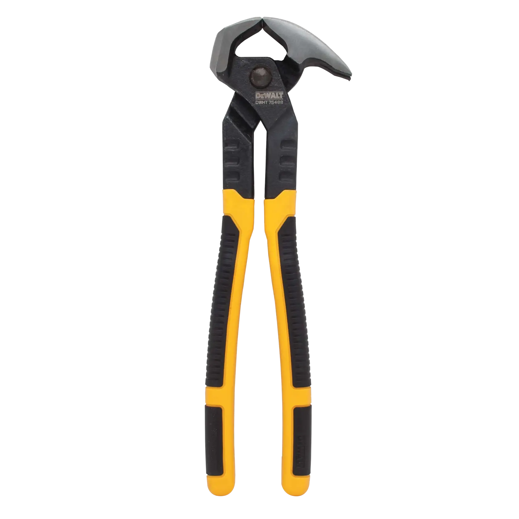 DEWALT DWHT75488 end cutting pliers with black and yellow handles, shown against a white background.