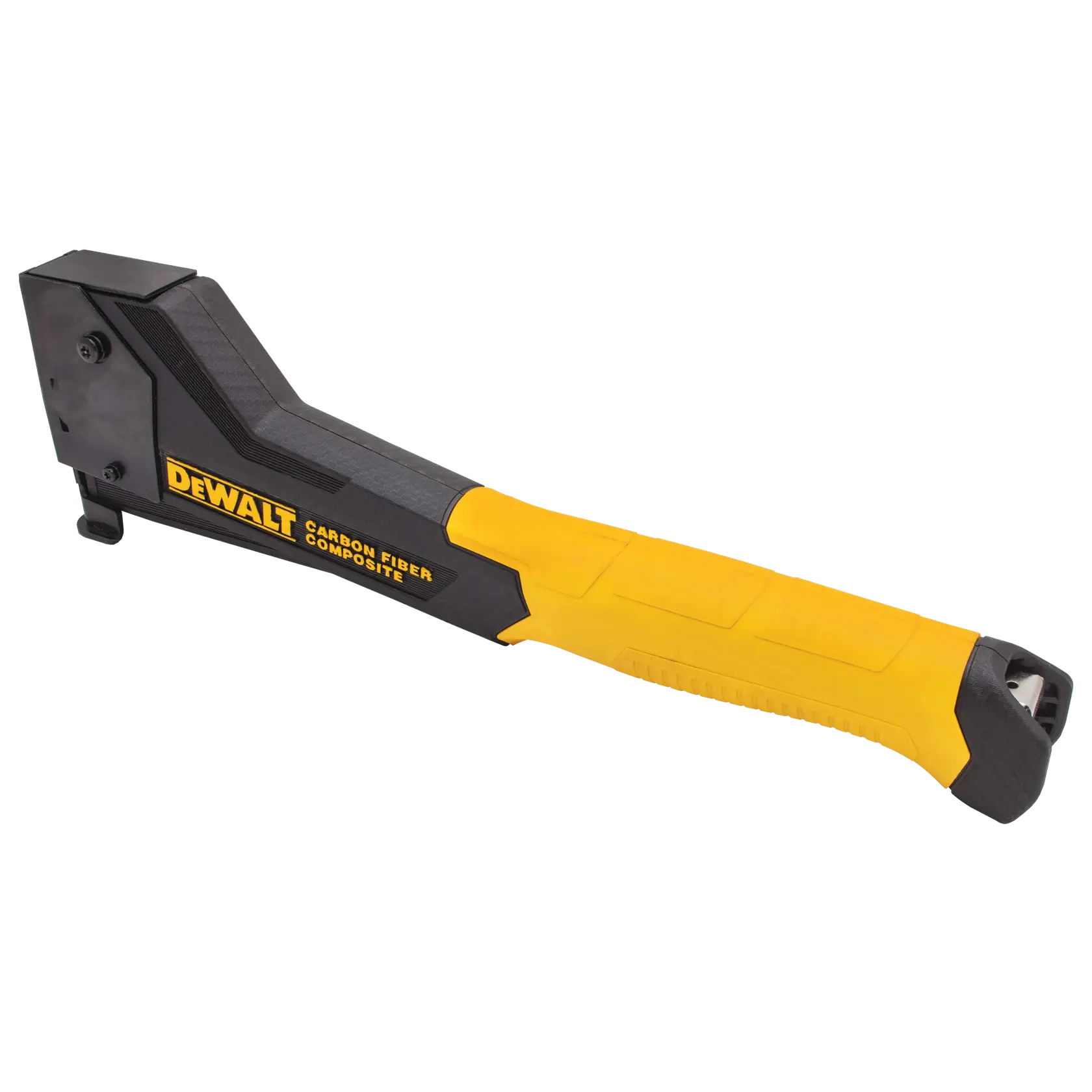 A DEWALT carbon fiber composite hand tool with a yellow and black ergonomic handle, shown against a white background.