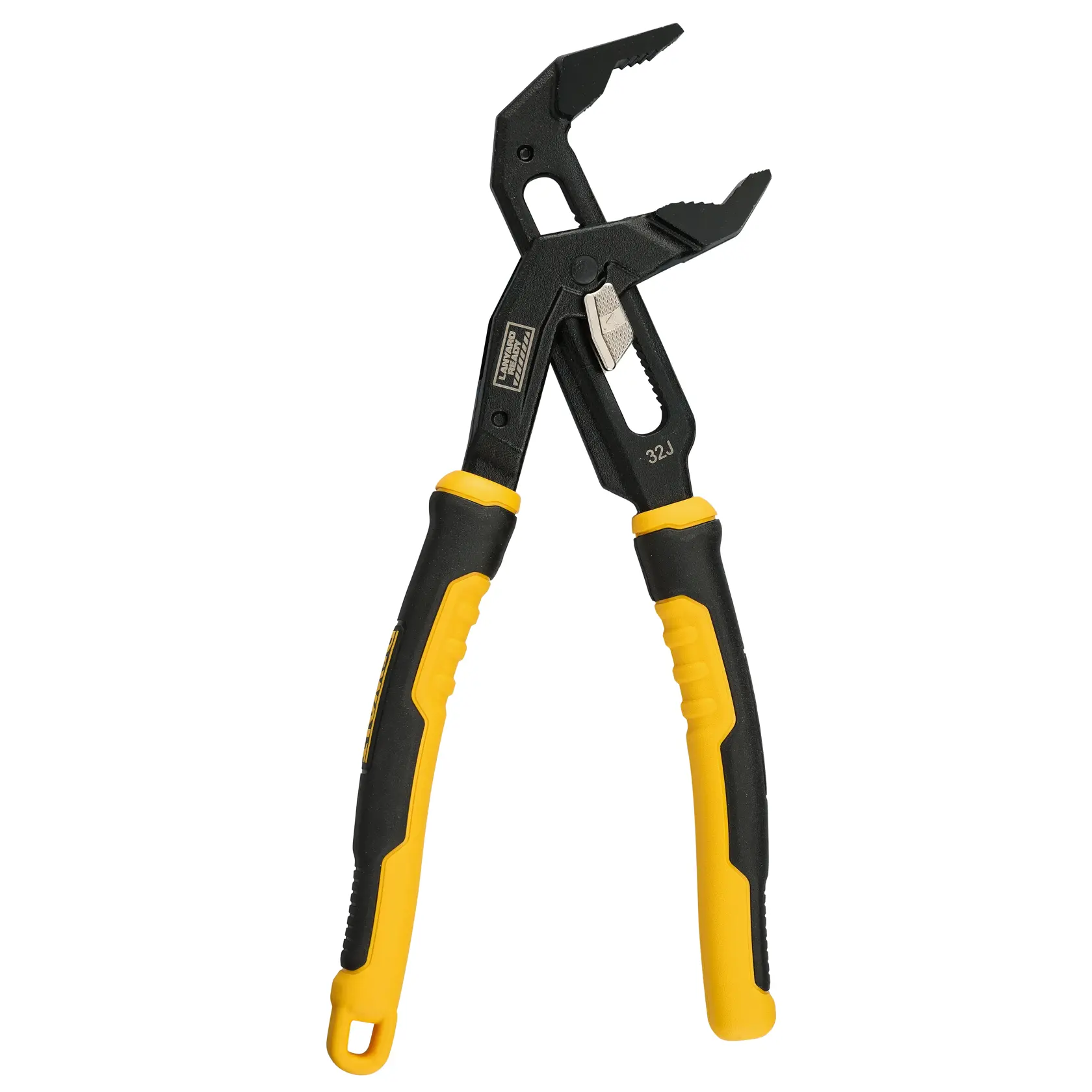 A pair of adjustable groove joint pliers with black and yellow handles, designed for gripping and turning objects. The tool features a slip-joint mechanism and is branded DEWALT.