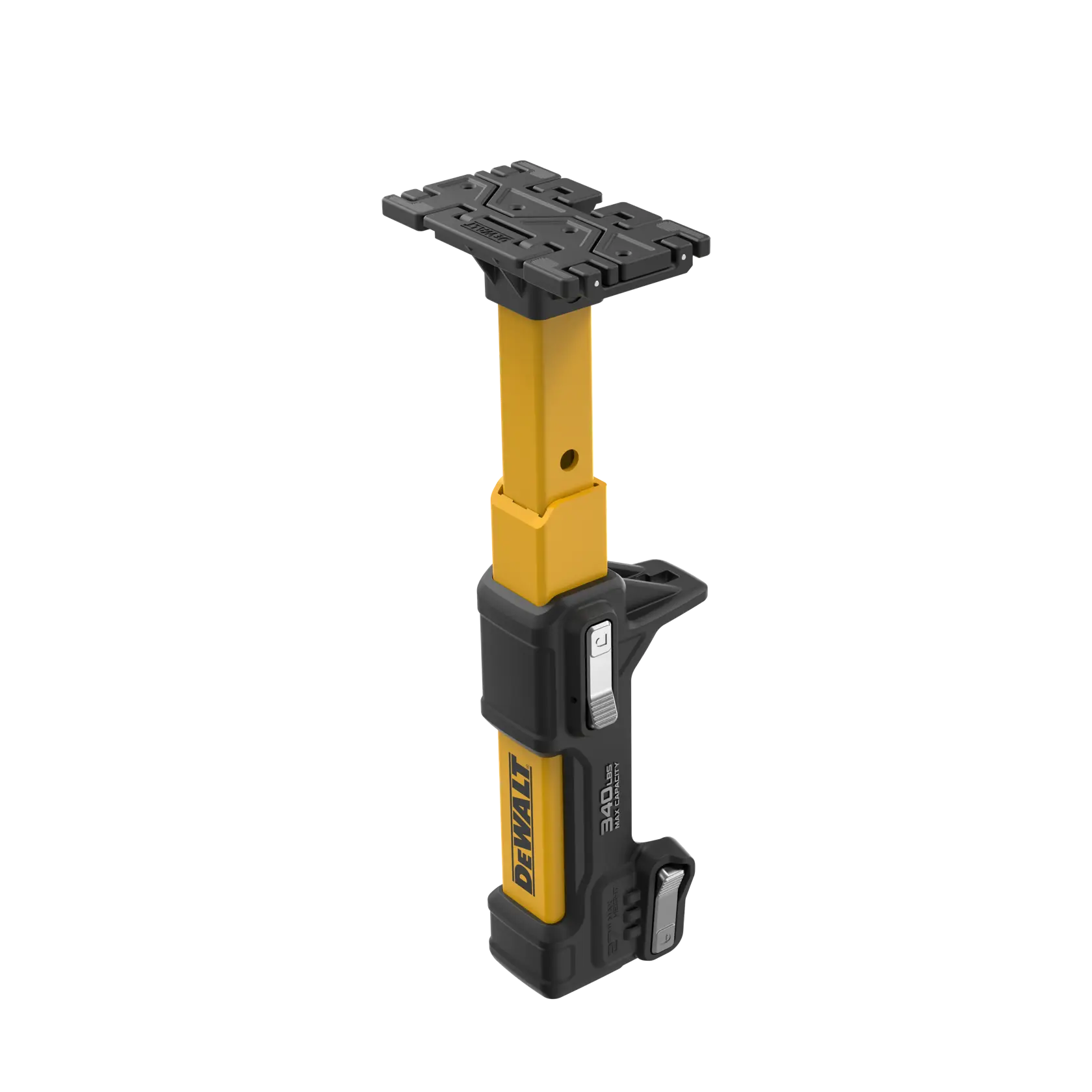 DEWALT adjustable photography tool with yellow and black body, used for camera mounting or support.