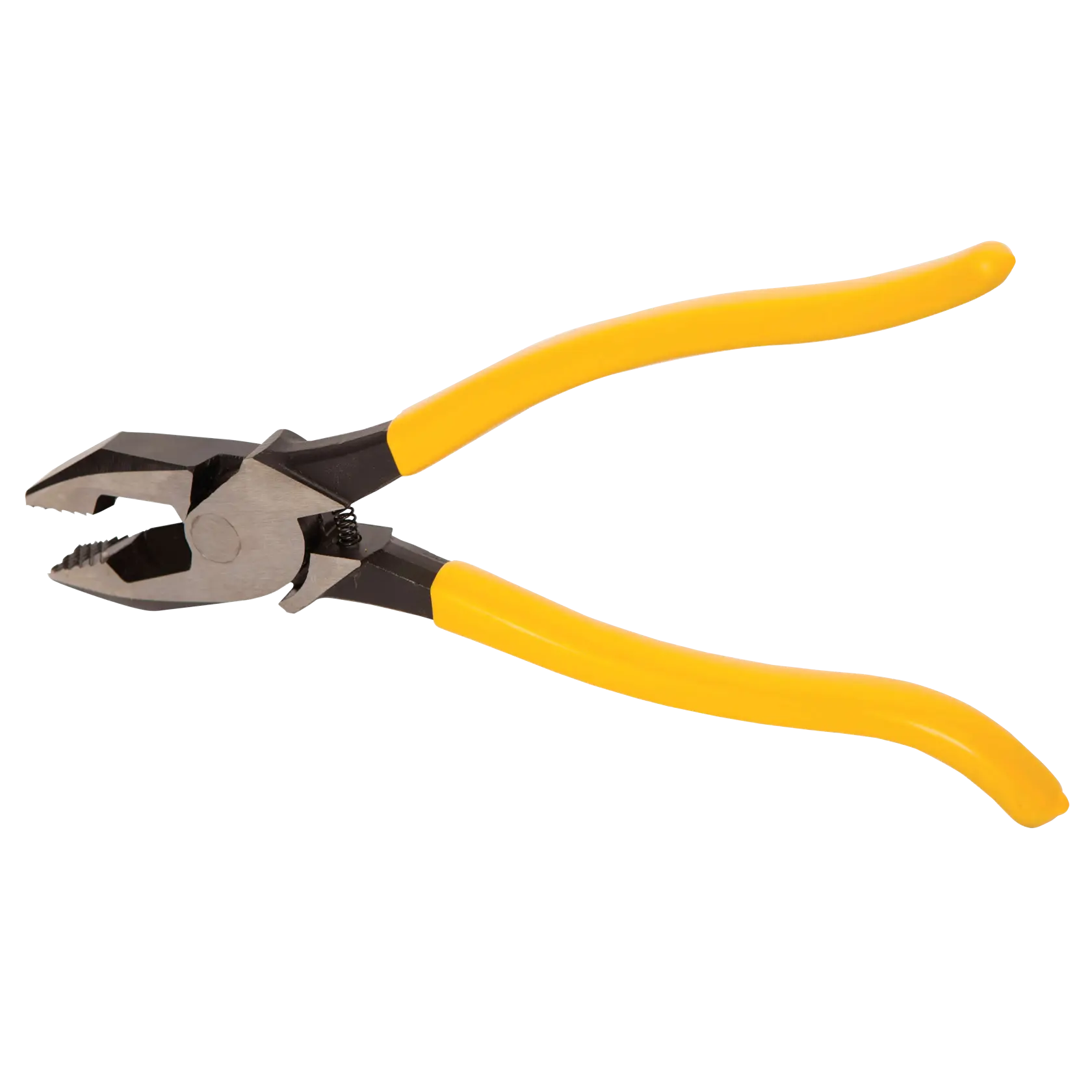 A pair of combination pliers with yellow insulated handles and a metal gripping head, shown against a white background.