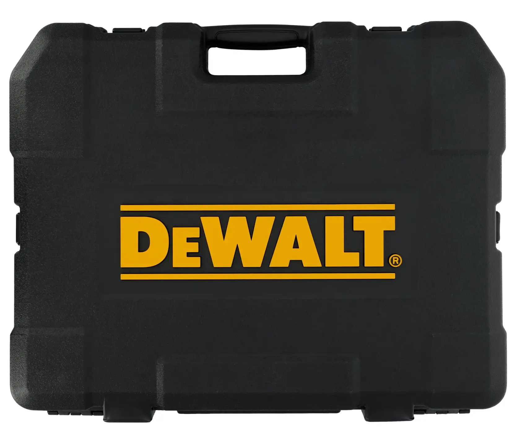 A black hard plastic carrying case with the DEWALT logo in yellow on the front.
