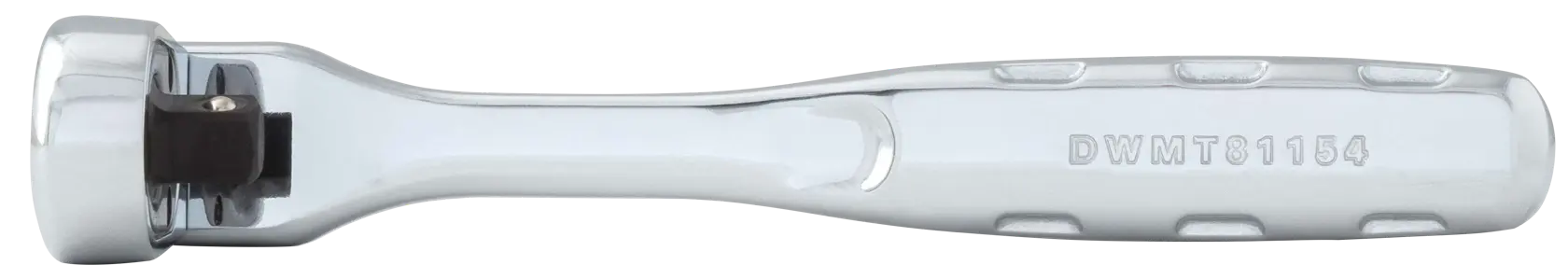 A DEWALT DWMT81154 chrome ratchet handle tool shown horizontally against a white background.