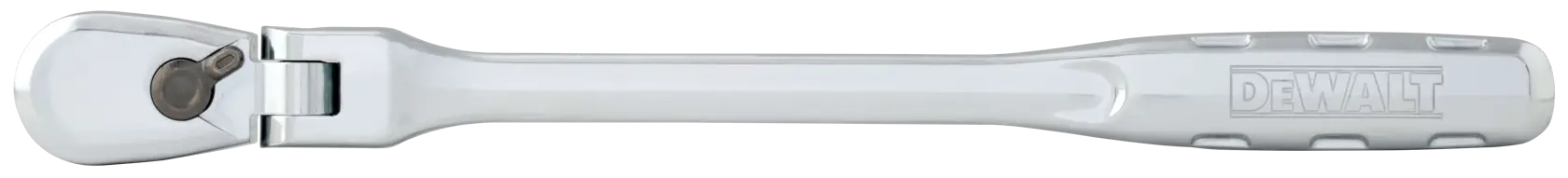 A DEWALT branded chrome breaker bar tool with a flexible head, shown against a white background.