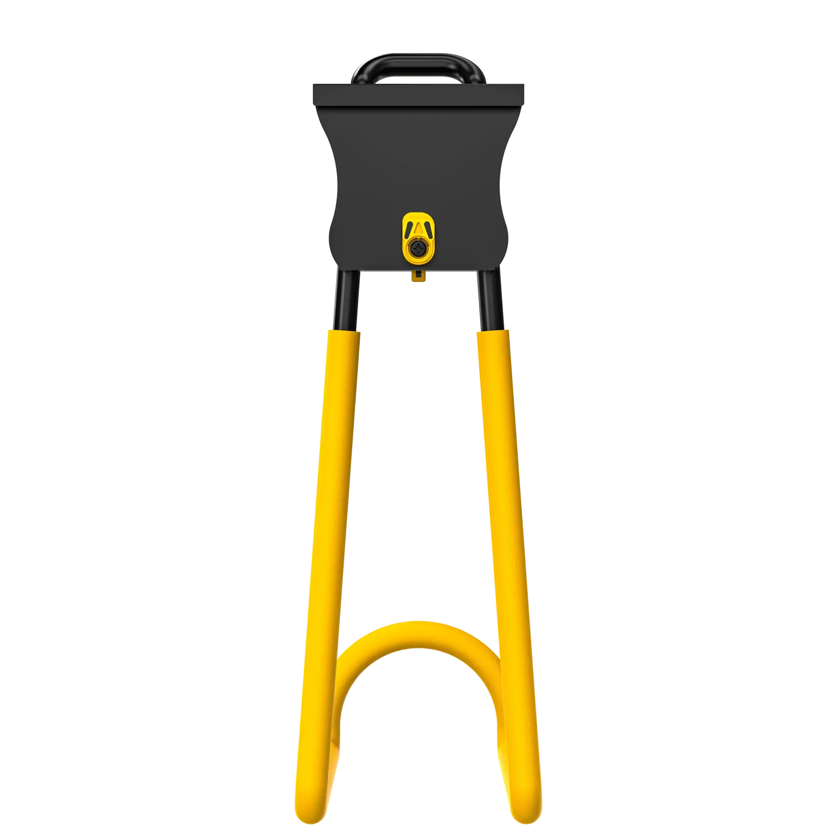 A Dewalt photography accessory with a black top section and yellow legs, designed to hold and stabilize equipment. The product has a handle at the top and a curved bottom for support, shown against a white background.