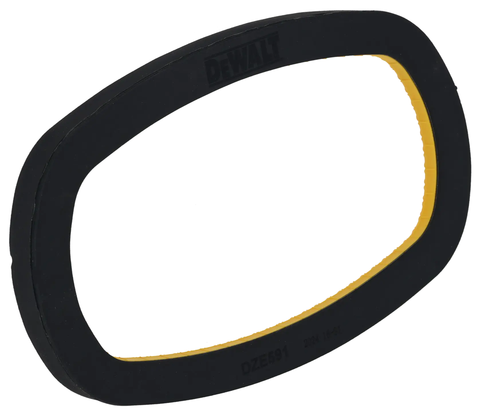 Oval-shaped DEWALT black and yellow photography accessory, model DZE591.